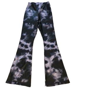 🌺 TOPSHOP Tie Dye Flared Boot Cut High Rise Purple Pants Leggings Women’s Sz 2